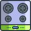 an icon of a stove with four burners.