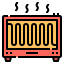 a red and orange icon of a heating element.