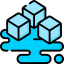 three blue cubes on a black background.