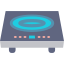 a stove icon on a black background.