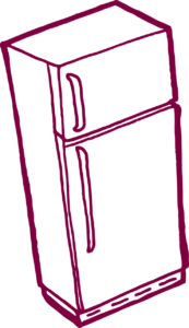 a drawing of a refrigerator.