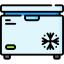 A freezer icon on a black background.
