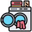 an icon of a washing machine with a pair of glasses.